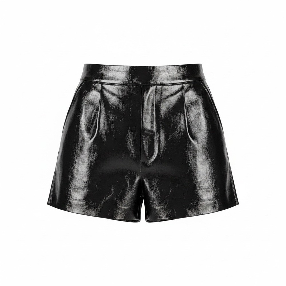 Grey Lab Black Patent Faux Leather Shorts Women's Medium High Rise Pull On NWT